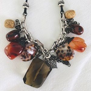 necklace with shells/stones on leather cord